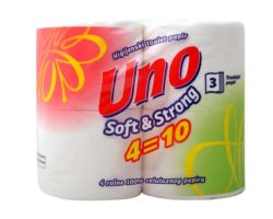 3 sloja, 4 rolne, 100% celuloza | Ukupna težina: 500gr. | Trans.pak.15 | Barkod:8600101701077 Toalet papir SOFT&STRONG 4=10